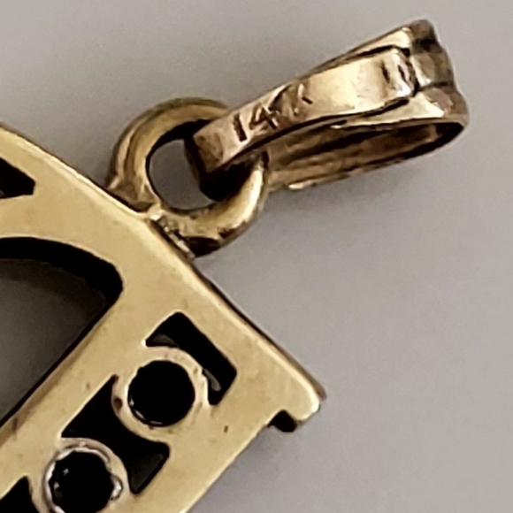 14K Gold Initial “P” Pendant with Diamond Accents - Picture 4 of 5